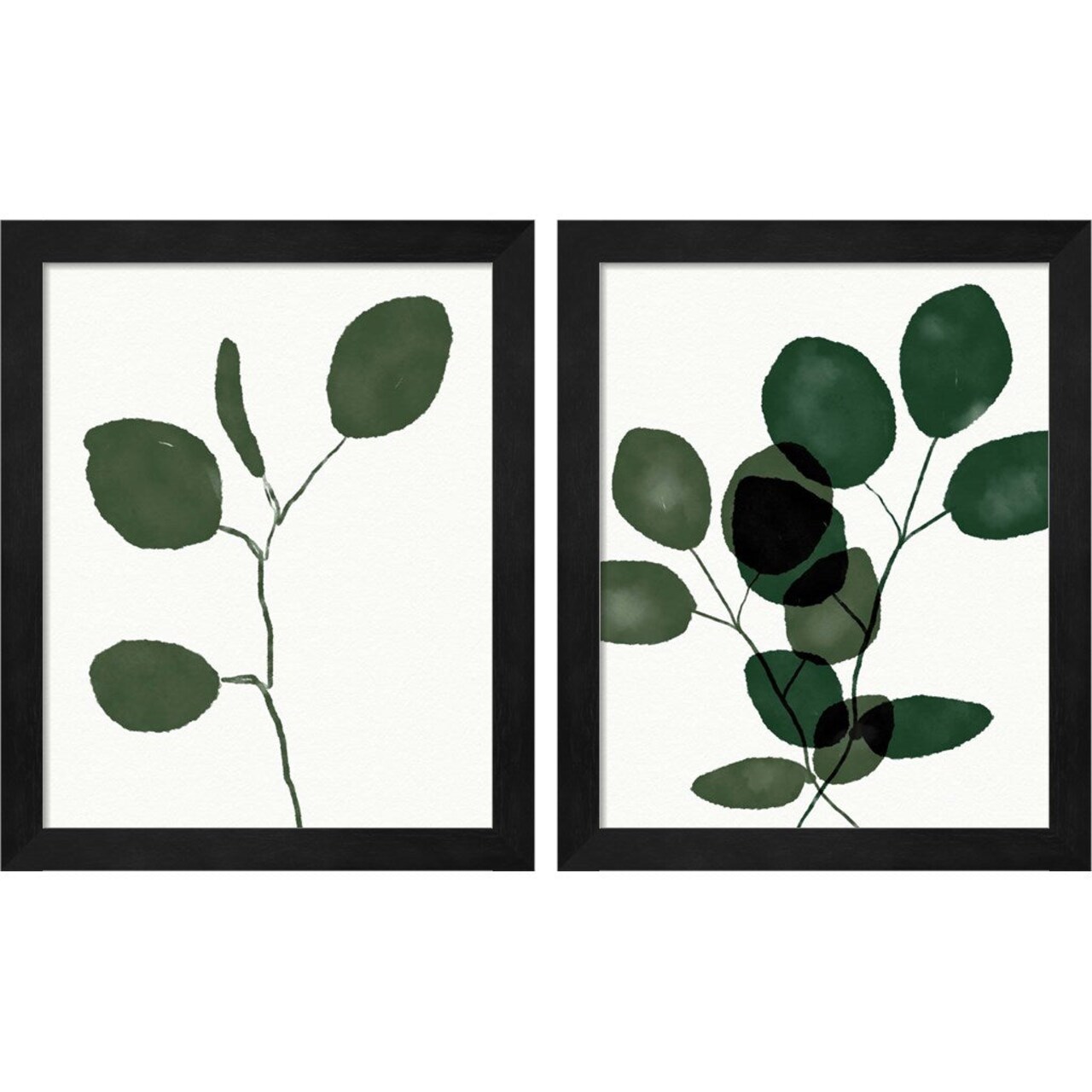 Green Eucalyptus by Linda Woods, 2 Piece Black Framed Art Set